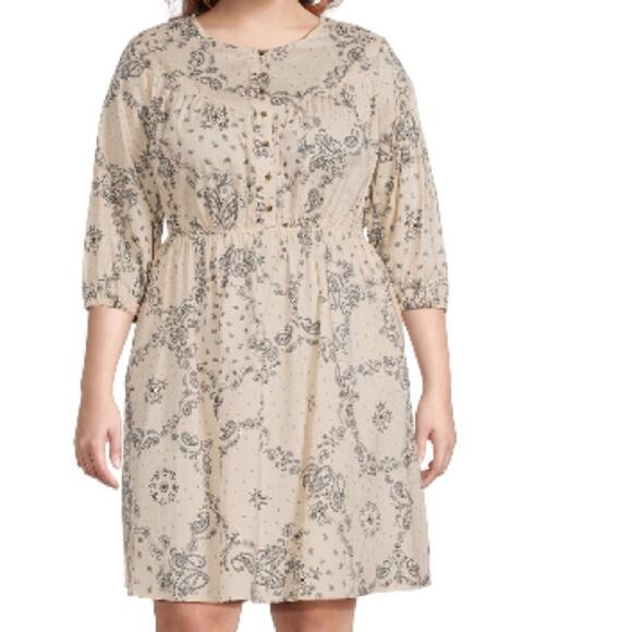 Terra & Sky All Over Bandana Newstone Button Front Dress - Picture 2 of 11